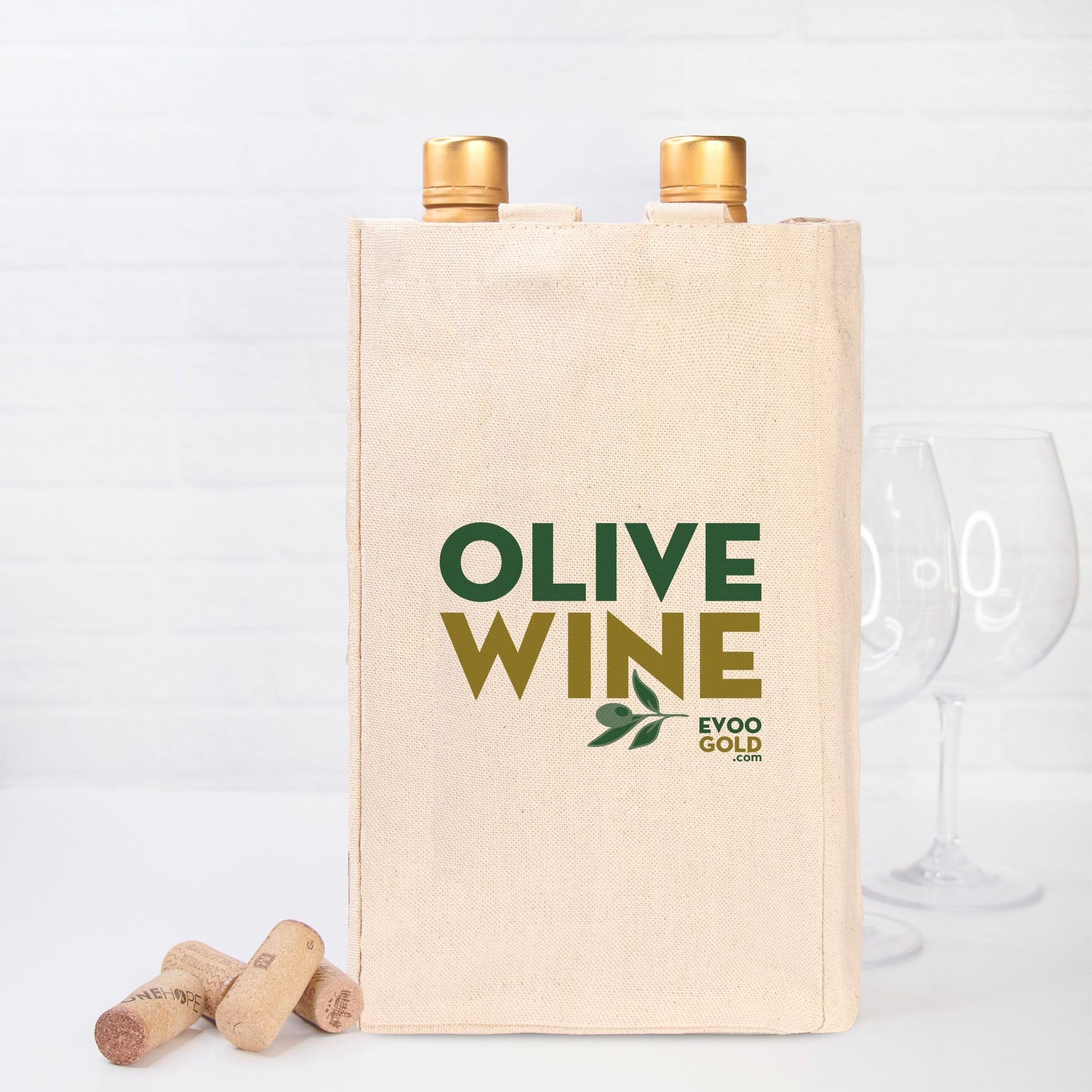 Wine Tote Canvas (Double) - Premium Tote Bags from EVOO GOLD - Just $12.50! Shop now at EVOO GOLD